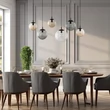 TK Lighting ESME függeszték fém, üveg, fekete, füstszín, borostyán, E27 - TK-4797