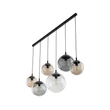 TK Lighting ESME függeszték fém, üveg, fekete, füstszín, borostyán, E27 - TK-4797