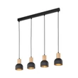 TK Lighting CAIRO függeszték fém, fa, fekete, barna, E27 - TK-4896