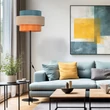 TK Lighting TRIO állólámpa fém, szövet, fekete, narancssárga, kék, E27 - TK-6452