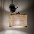 TK Lighting JUTA fali lámpa fém, szövet, fekete, természetes, E27 - TK-6858