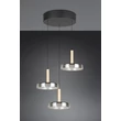 Trio CELESTE függeszték, fém, üveg, fekete, króm, LED, 21W, 2250lm, 3000K - Trio-354930332