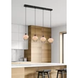 Trio BORKA függeszték fém, rattan, fekete, természetes, E27 - R31264036