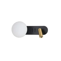 Azzardo TRASIMENO fali lámpa fém, üveg, fekete, arany, fehér, LED+G9, 3000K, 2.9W, 192lm - 5641