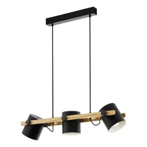 Eglo HORNWOOD függeszték fém, fa, fekete, barna, E27 - 43517