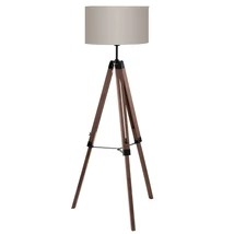 Eglo LANTADA állólámpa fém, fa, szövet, fekete, barna, taupe, E27 - 44115