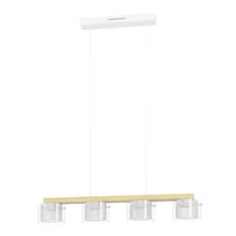 Eglo PORTICO-Z függeszték fém, fa, üveg, fehér, barna, áttetsző, LED, 2700K-6500K, 4x3.7W, 2200lm - 900881