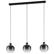 Eglo OILELLA függeszték, E27 foglalattal, fényforrás nem tartozék, IP20 acél fekete-sárgaréz test, üveg feketésszürke áttetsző bura | 99617