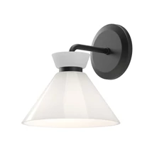 Elstead HALSTON fali lámpa fém, üveg, fekete, opál, E14 - ELS-ALM-HALSTON-1WB-BK