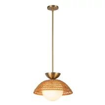 Elstead PERTH függeszték fém, rattan, üveg, arany, opál, E27 - ELS-ALM-PERTH-P-GD