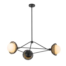 Elstead PERTH függeszték fém, rattan, üveg, fekete, opál, E14 - ELS-ALM-PERTH3-BK