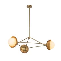 Elstead PERTH függeszték fém, rattan, üveg, arany, opál, E14 - ELS-ALM-PERTH3-GD