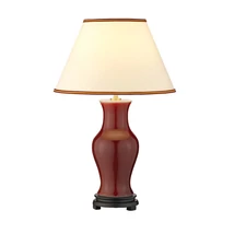 Elstead MAJIN asztali lámpa porcelán, fa, pamut, vörös, fehér, E27 - ELS-DL-MAJIN-SMALL-TL-OXB