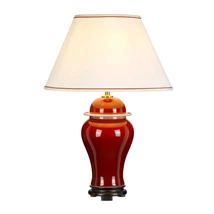 Elstead OXBLOOD asztali lámpa kerámia, pamut, vörös, fehér, E27 - ELS-DL-OXBLOOD-TJ-TL