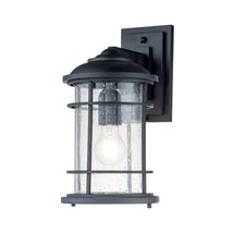 Elstead LIGHTHOUSE kültéri fali lámpa fém, üveg, fekete, áttetsző, E27, IP44 - ELS-FE-LIGHTHOUSE2-M-BLK