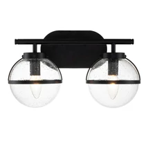 Elstead HOLLIS fürdőszobai fali lámpa fém, üveg, fekete, áttetsző, E14, IP44 - ELS-HK-HOLLIS2-C-BK-BATH