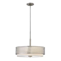 Elstead JULES függeszték fém, vászon, nikkel, fehér, E27 - ELS-HK-JULES-3P-BN