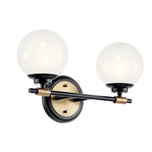 Elstead BENNO fürdőszobai fali lámpa fém, üveg, fekete, bronz, opál, G9, 6W, 3000K, 600 Lm,  IP44 - ELS-KL-BENNO2-BK-CPZ