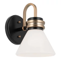 Elstead FARUM fürdőszobai fali lámpa fém, üveg, fekete, bronz, opál, G9, 3W, 3000K, 300 Lm,  IP44 - ELS-KL-FARUM1-BK-CPZ