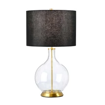 Elstead ORB asztali lámpa üveg, fém, textil, áttetsző, sárgaréz, fekete, E27 - ELS-ORB-CLEAR-AB-BLK