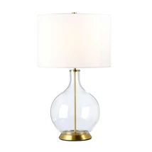 Elstead ORB asztali lámpa üveg, fém, textil, áttetsző, sárgaréz, fehér, E27 - ELS-ORB-CLEAR-AB-WHT