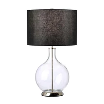 Elstead ORB asztali lámpa üveg, fém, textil, áttetsző, nikkel, fekete, E27 - ELS-ORB-CLEAR-PN-BLK
