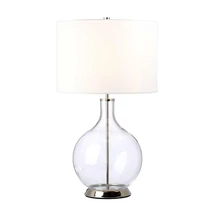 Elstead ORB asztali lámpa üveg, fém, textil, áttetsző, nikkel, fehér, E27 - ELS-ORB-CLEAR-PN-WHT