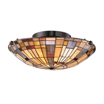 Elstead INGLENOOK mennyezet lámpa fém, üveg, bronz, sokszínű, E27 - ELS-QZ-INGLENOOK-F-SMALL