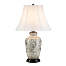 Elstead SILVERTHISTLE asztali lámpa porcelán, pamut, ezüst, fehér, E27 - ELS-SILVERTHISTLE-TL