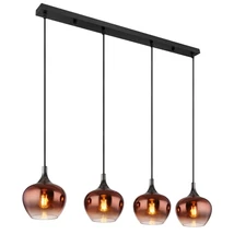 Globo MAXY függeszték fém, üveg, fekete, réz, E27 - 15548-4HG