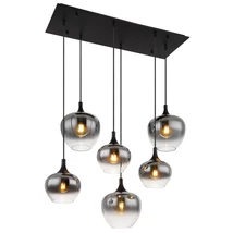 Globo MAXY függeszték fém, üveg, fekete, füstszín, E27 - 15548-6H