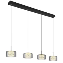 Globo FOGSY függeszték fém, üveg, akril, fekete, füstszín, LED, 32W, 4000K, 2100Lm - 15634-4