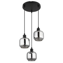 Globo XIA függeszték fém, üveg, fekete, fehér, füstszín, E27 - 15754-3H