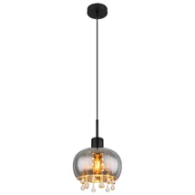 Globo CORRY függeszték fém, üveg, fekete, füstszín, E27 - 15839H