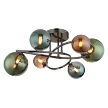 Globo RIHA mennyezet lámpa fém, üveg, fekete, bronz, zöld, petrol, G9, 3.5W, 3000K, 290Lm - 56142-6D