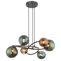 Globo RIHA függeszték fém, üveg, fekete, bronz, zöld, petrol, G9, 3.5W, 3000K, 290Lm - 56142-6H