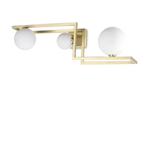 IdealLux ANGOLO PL3 OTTONE mennyezet lámpa fém, üveg, sárgaréz, fehér, G9 - 284330