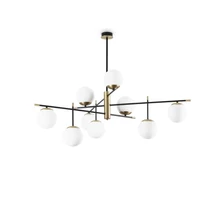 IdealLux GOURMET PL9 függeszték fém, üveg, fekete, sárgaréz, fehér, E14 - 289489