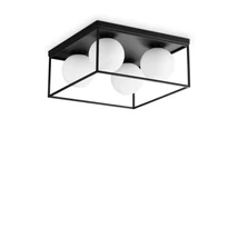 IdealLux LINGOTTO PL4 mennyezet lámpa fém, üveg, fekete, fehér, E14 - 327860