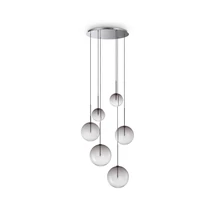 Ideallux EQUINOXE SP6 FUME' SFUMATO függeszték fém, üveg, króm, füstszín, G4 - 345413