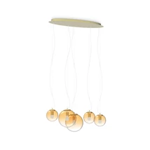 Ideallux MAPA CLEAR SP5 AMBRA függeszték fém, üveg, borostyán, E27 - 346588