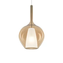 IdealLux KALIQUE függeszték fém, üveg, króm, borostyán, E27 - 359526