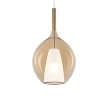IdealLux KALIQUE függeszték fém, üveg, króm, borostyán, E27 - 359632