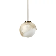 IdealLux BLOOM függeszték fém, üveg, sárgaréz, borostyán, fehér, E27 - 366661