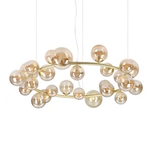 IdealLux PERLAGE függeszték fém, üveg, borostyán, LED, G9 - 370583