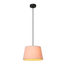 Lucide WOOLLY függeszték fém, pamut, fekete, rózsaszín, E27 - 10416/01/66