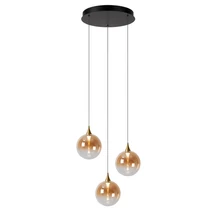 Lucide GISELA függeszték fém,üveg,fekete,borostyán,LED,2700K,13W,948Lm - 13494/11/62