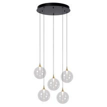Lucide GISELA függeszték fém,üveg,fekete,áttetsző,LED,2700K,19W,1640Lm - 13494/18/60