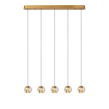 Lucide DILENKO függeszték fém, üveg, arany, áttetsző, LED, 2700K, 5x3,5W, 5x140lm - 13497/16/02
