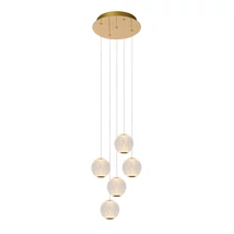 Lucide CINTRA függeszték fém, akrill, arany, áttetsző, LED, 2700K, 5x4,7W, 5x290lm - 13499/22/60